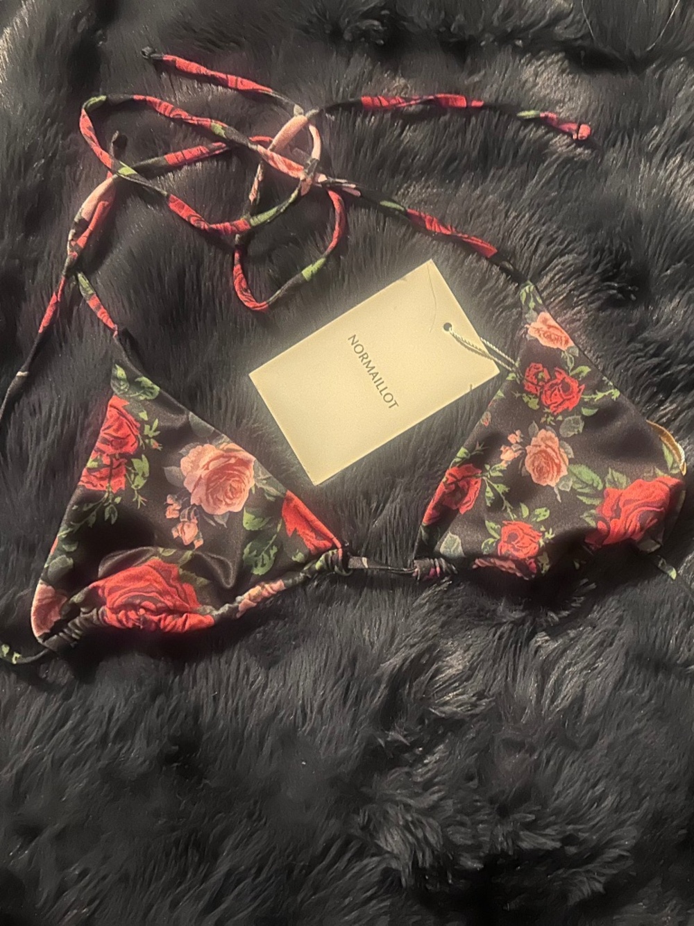 Normaillot black floral print Top NWT